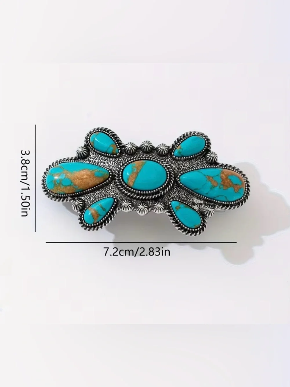 Turquoise Stone Hair Barrette - Women Accessories Western Barrette